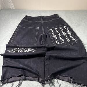 Y2k 2000s Gloe Rolling Beyond Baggy Jeans 34x24 Raw Hems Loose Goth 26" Wide